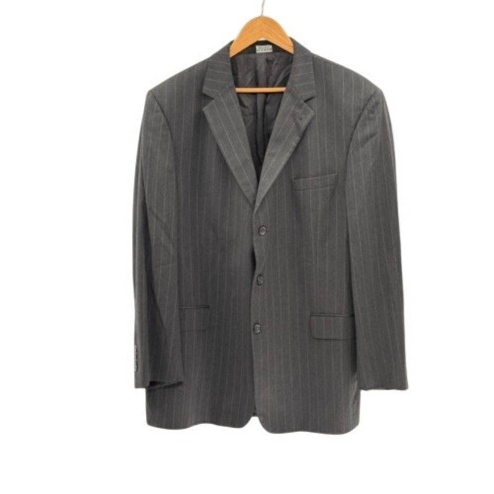 Jos A Bank Suit Jacket Blazer Men Size 48L Dark Gray Striped Career Work Event